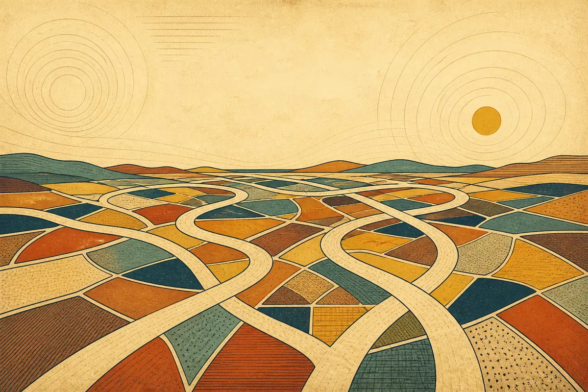 Abstract illustrated map composition for Brick, United States