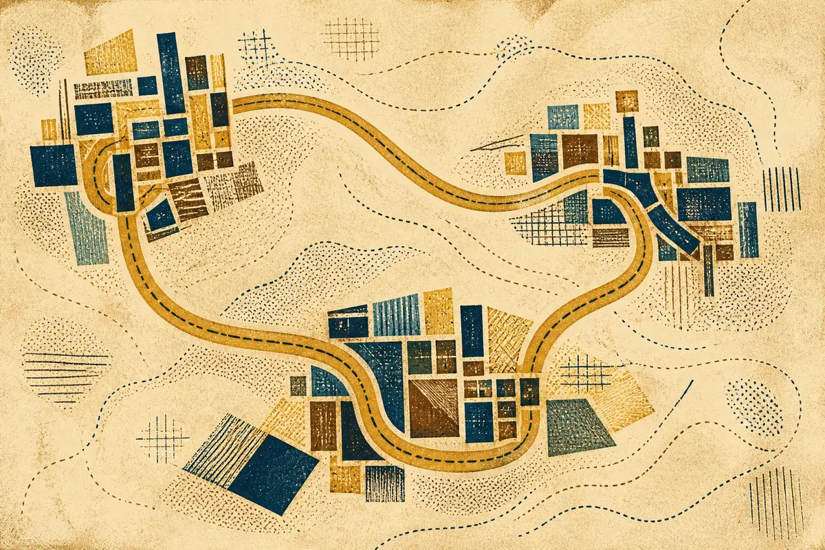 Abstract illustrated map composition for Brighton, United States