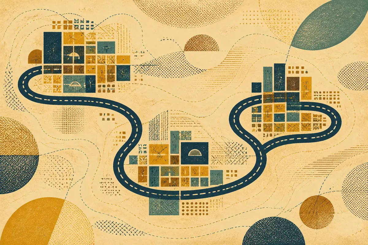 Abstract illustrated map composition for Brighton, United States
