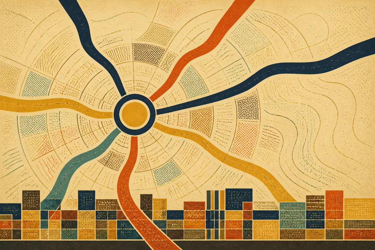 Abstract illustrated map composition for Brockton, United States