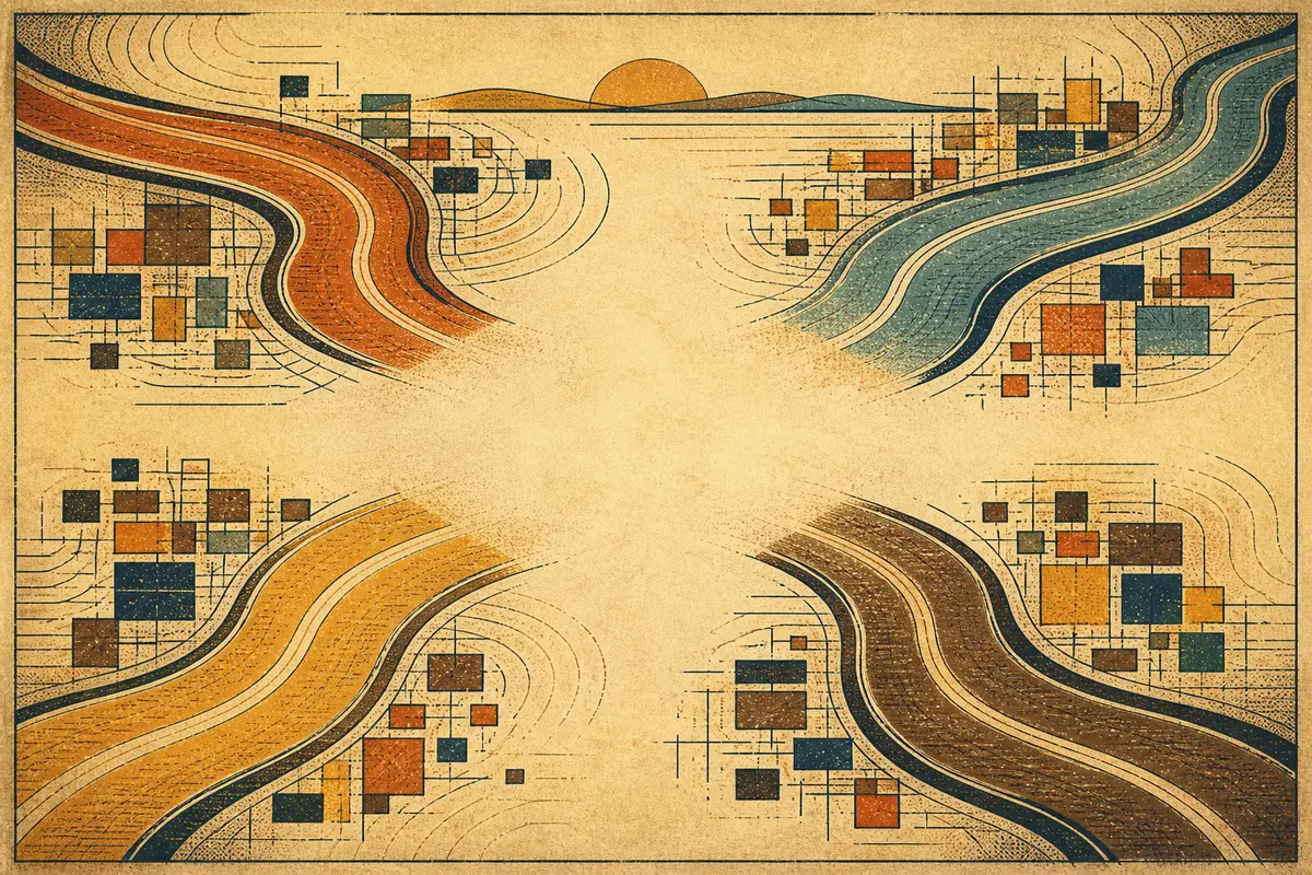 Abstract illustrated map composition for Broken Arrow, United States