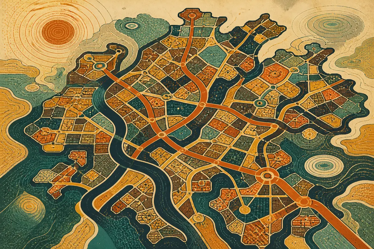 Abstract illustrated map composition for Bronx, United States