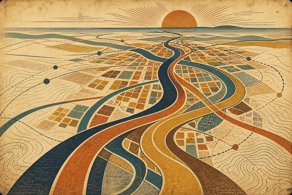 Abstract illustrated map composition for Brookhaven, United States