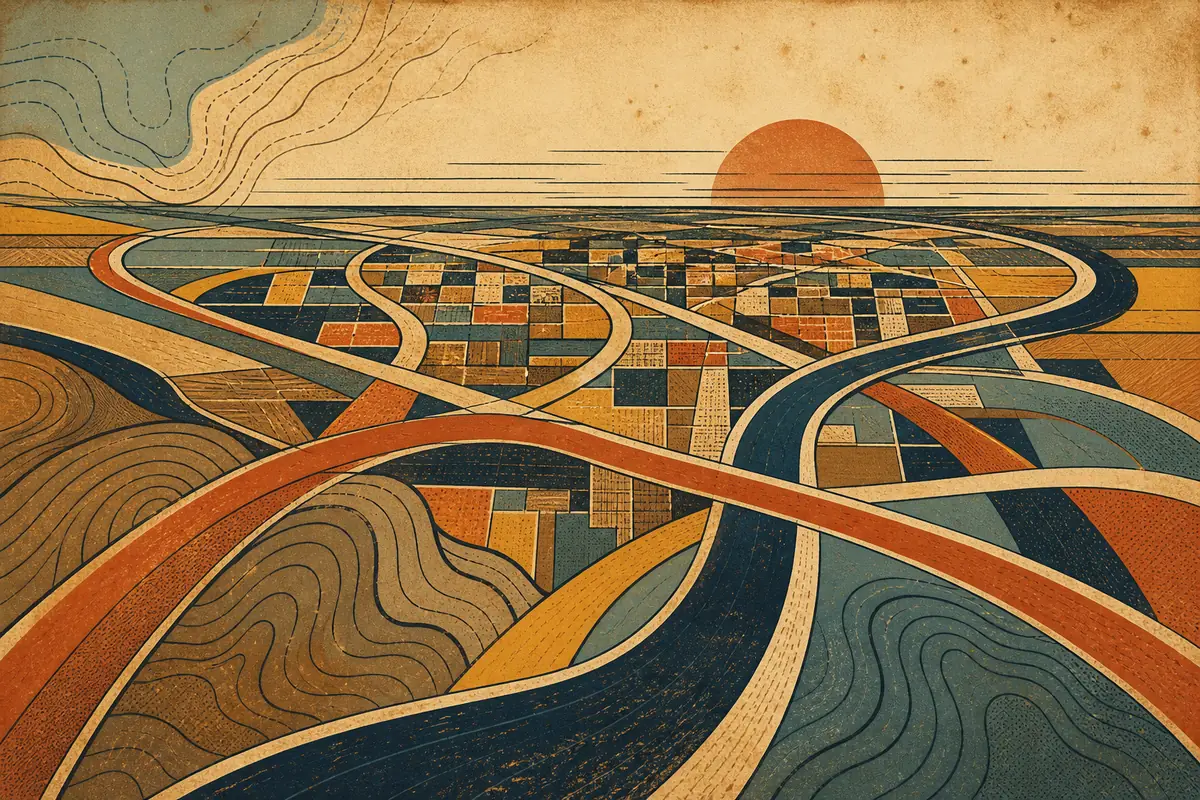 Abstract illustrated map composition for Brooklyn Park, United States