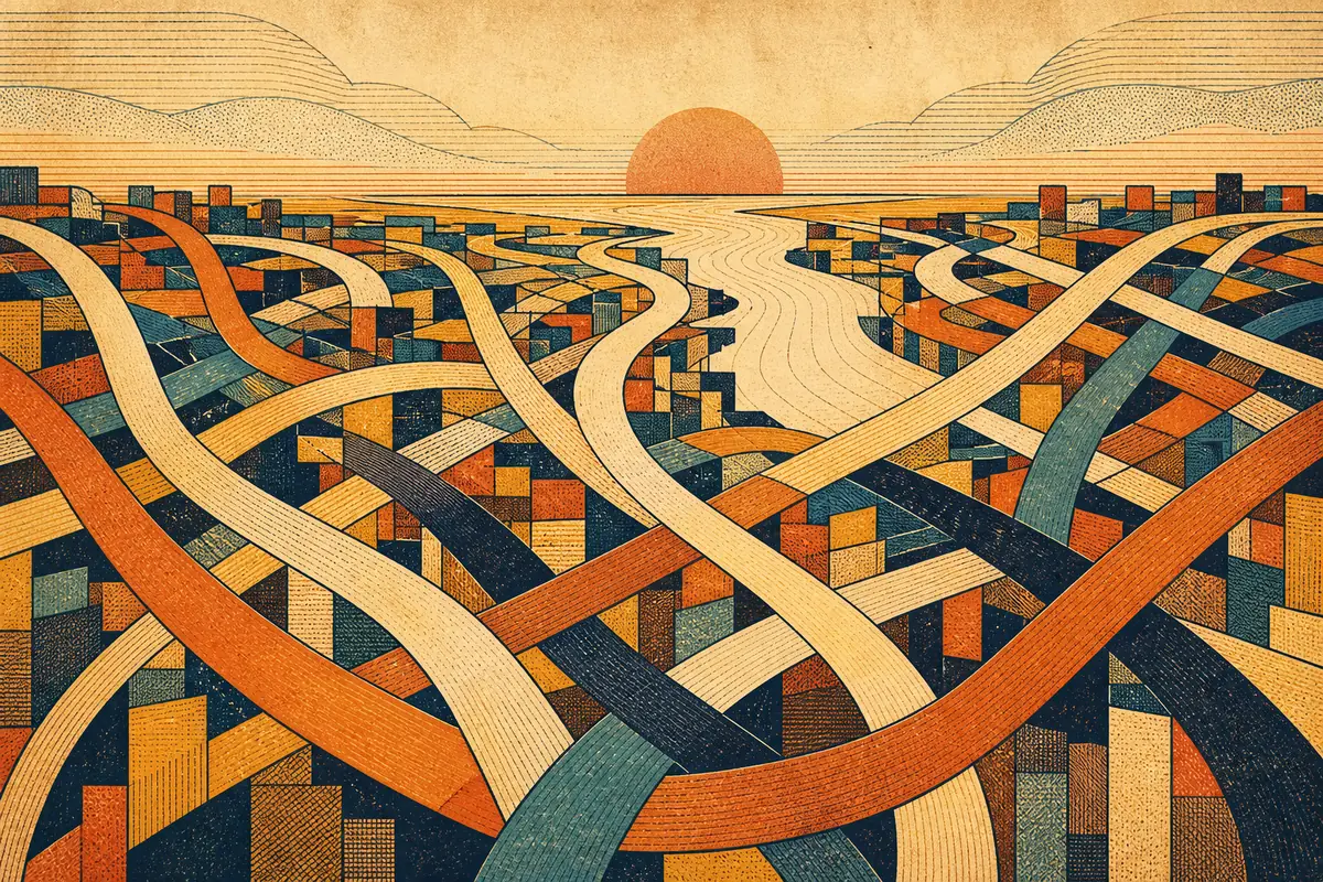 Abstract illustrated map composition for Brooklyn, United States