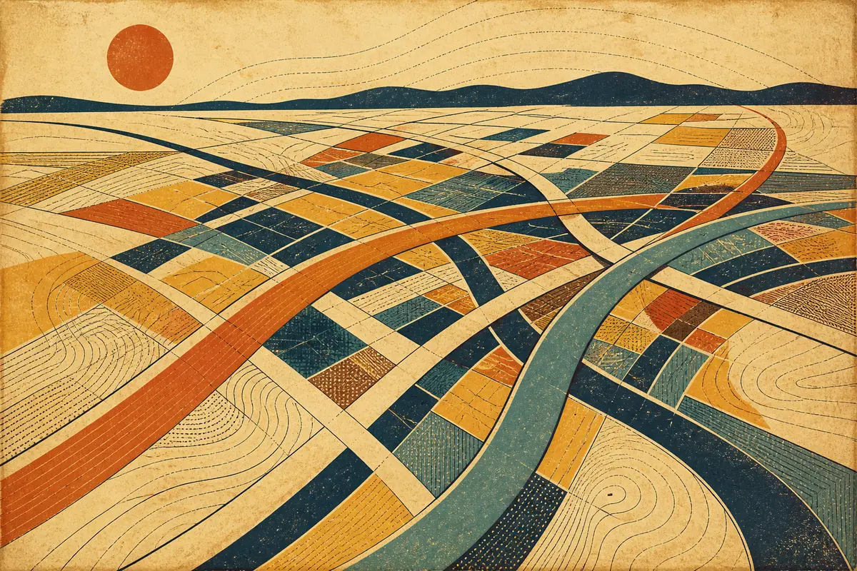 Abstract illustrated map composition for Broomfield, United States