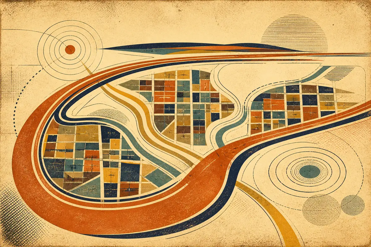 Abstract illustrated map composition for Buckeye, United States