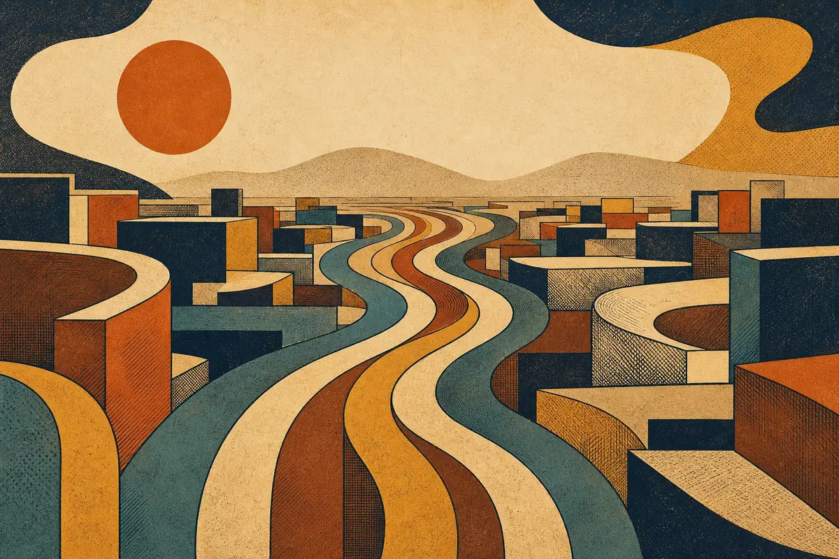 Abstract illustrated map composition for Buena Park, United States