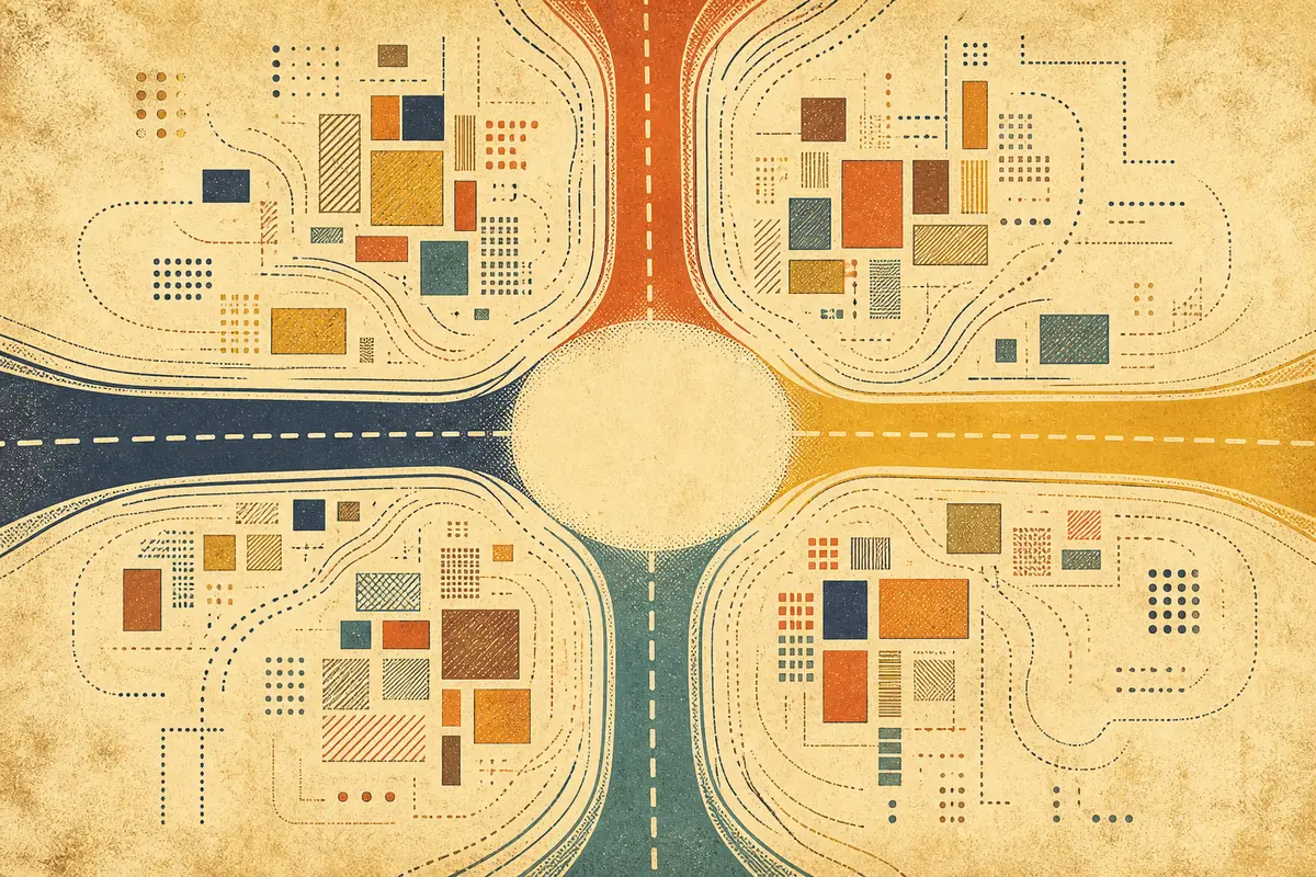 Abstract illustrated map composition for Bullhead City, United States