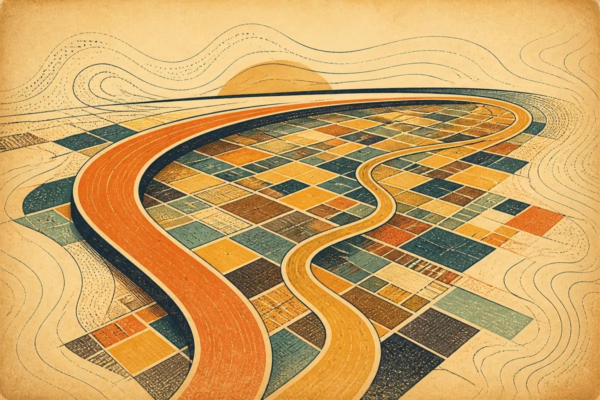 Abstract illustrated map composition for Burbank, United States