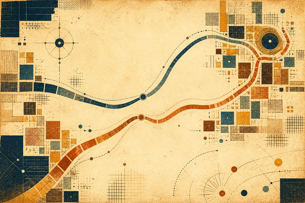 Abstract illustrated map composition for Burke, United States
