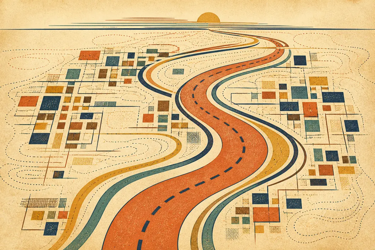 Abstract illustrated map composition for Burleson, United States