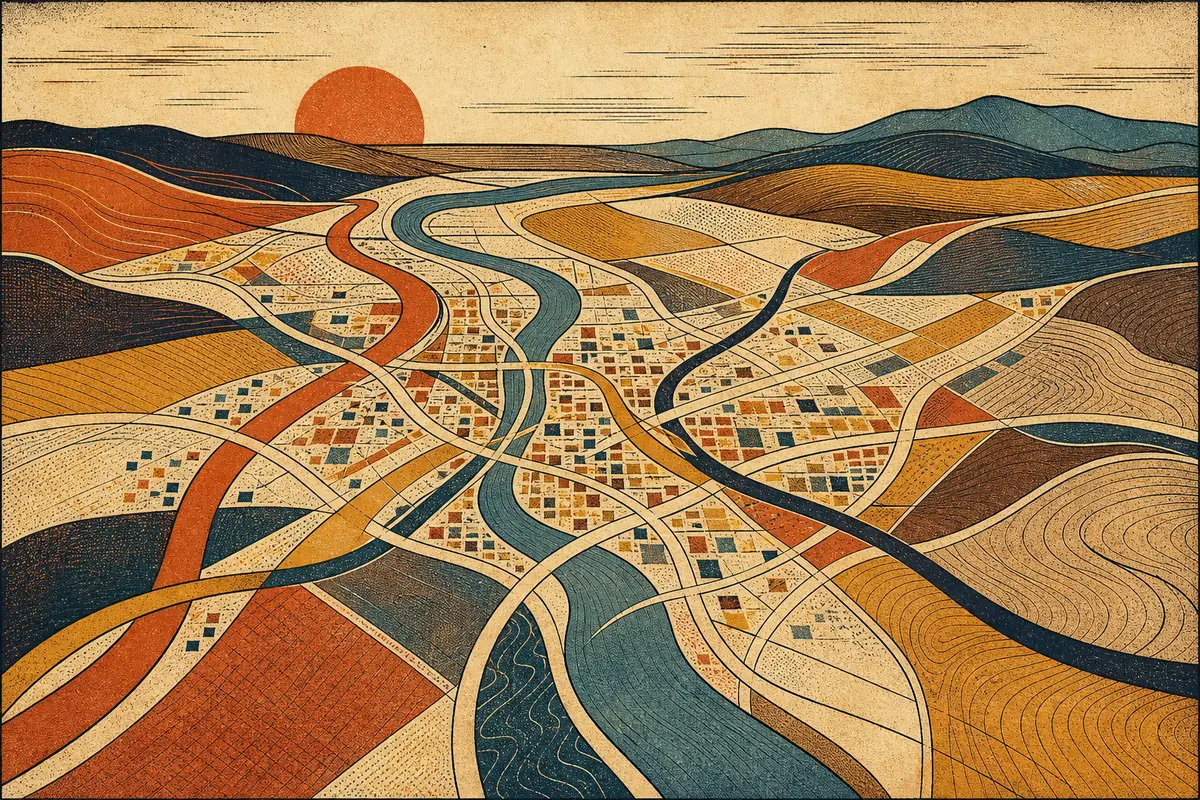 Abstract illustrated map composition for Burlington, United States