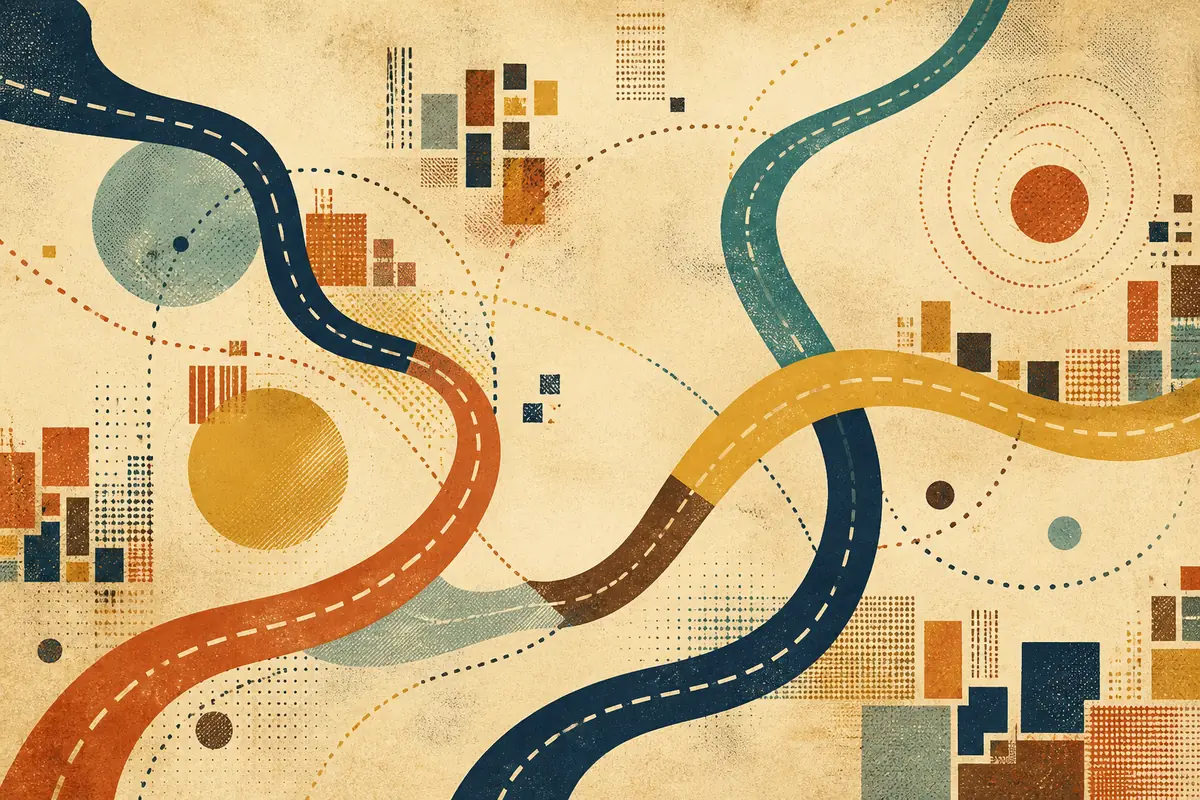 Abstract illustrated map composition for Burton, United States