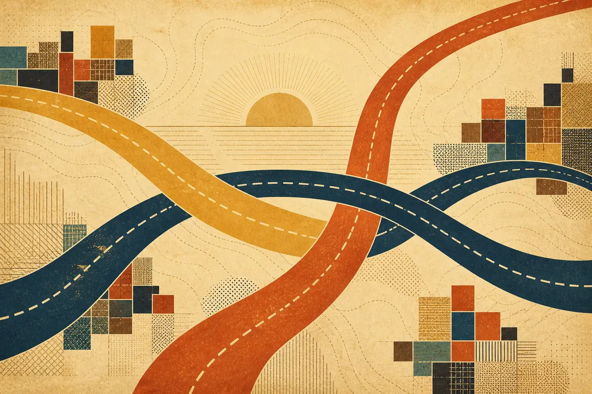 Abstract illustrated map composition for Butte, United States