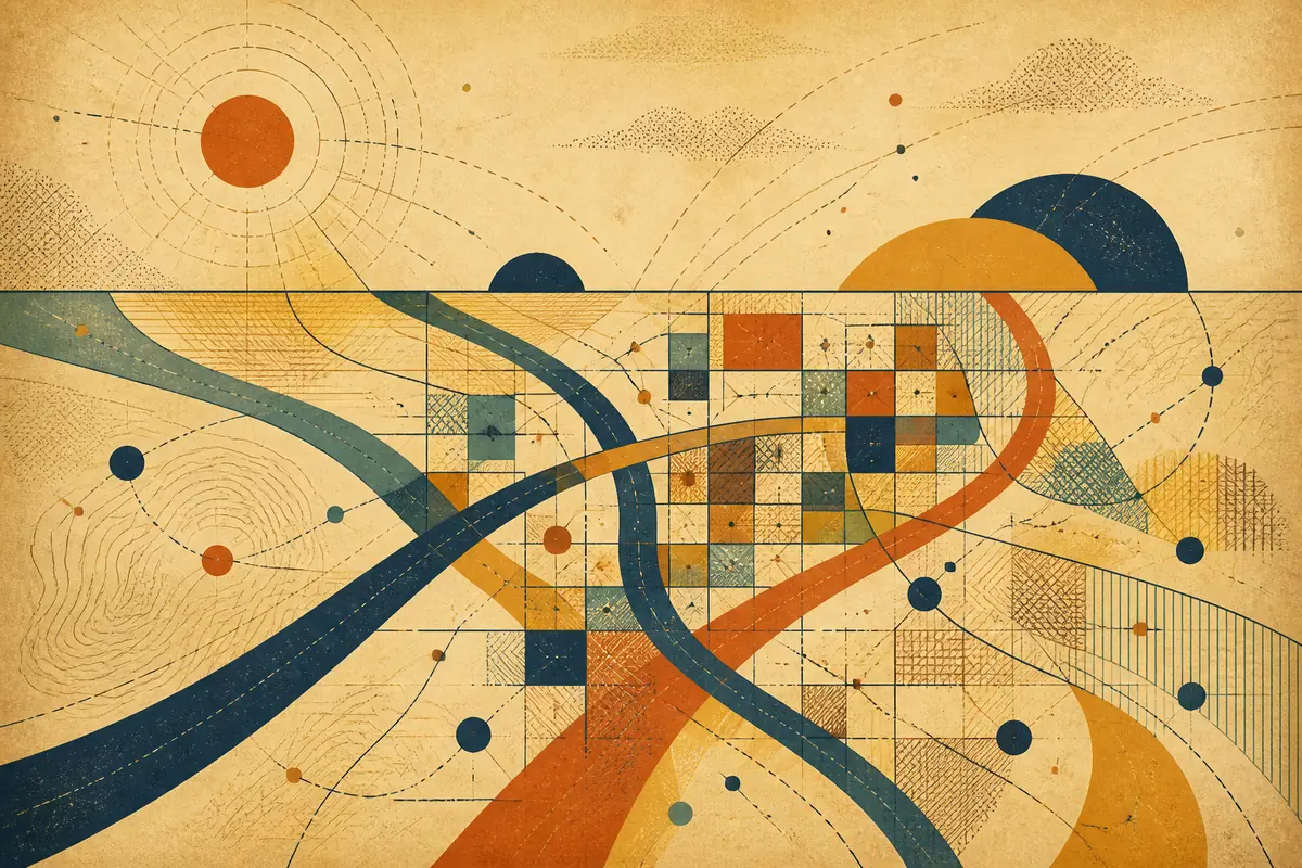 Abstract illustrated map composition for Caldwell, United States