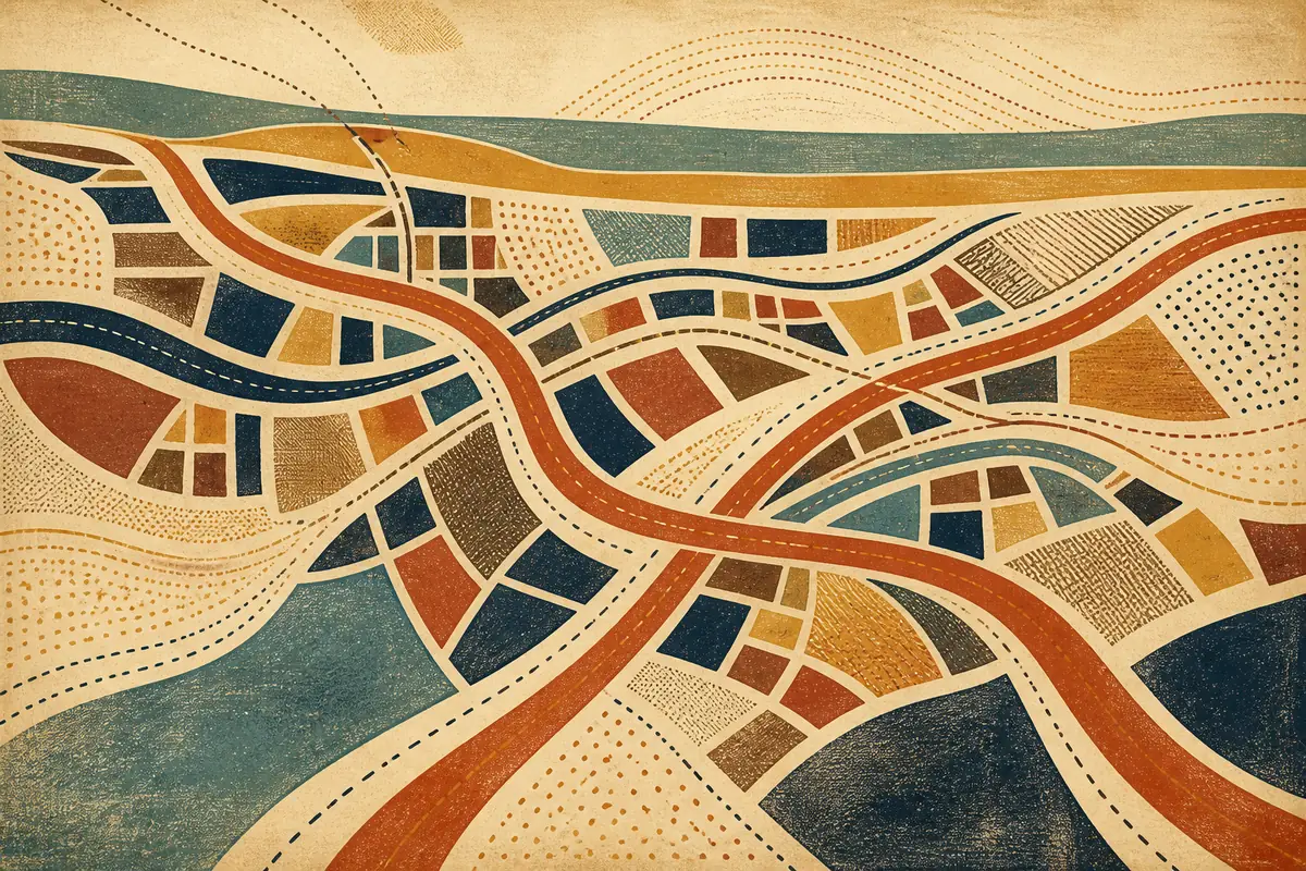 Abstract illustrated map composition for Calexico, United States