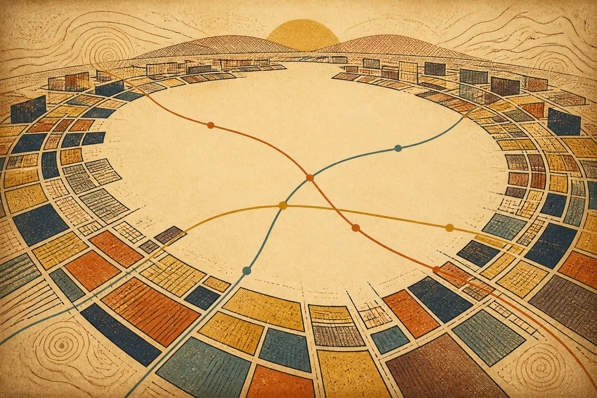 Abstract illustrated map composition for Cambridge, United States