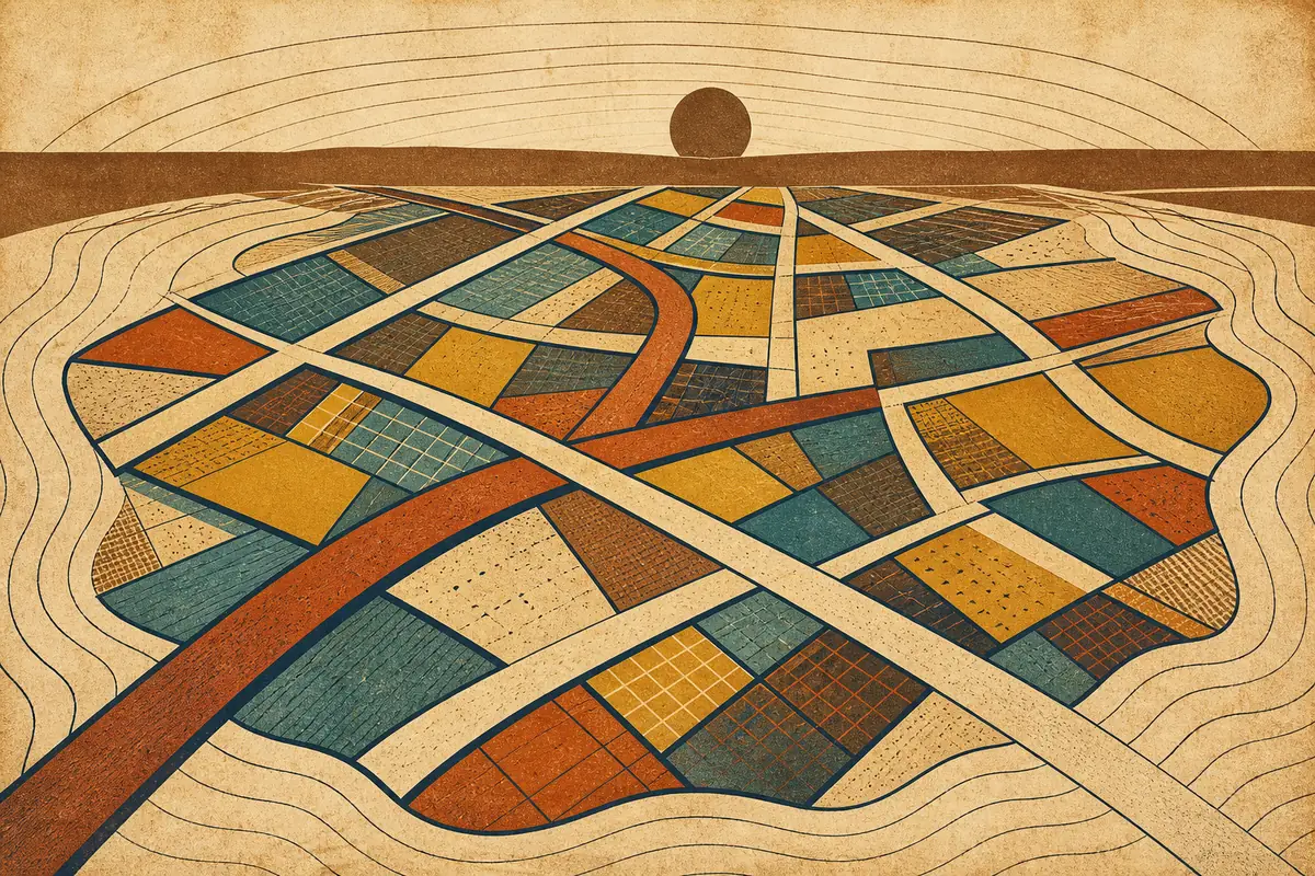 Abstract illustrated map composition for Camden, United States