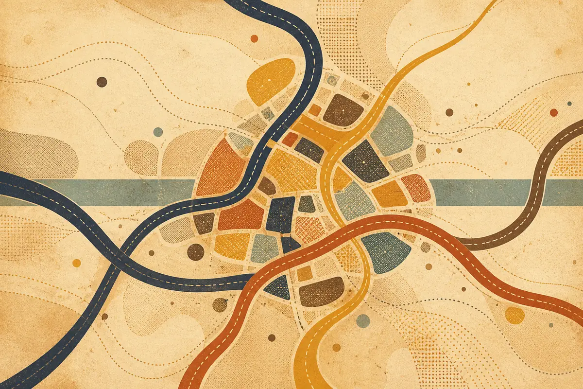 Abstract illustrated map composition for Canton, United States