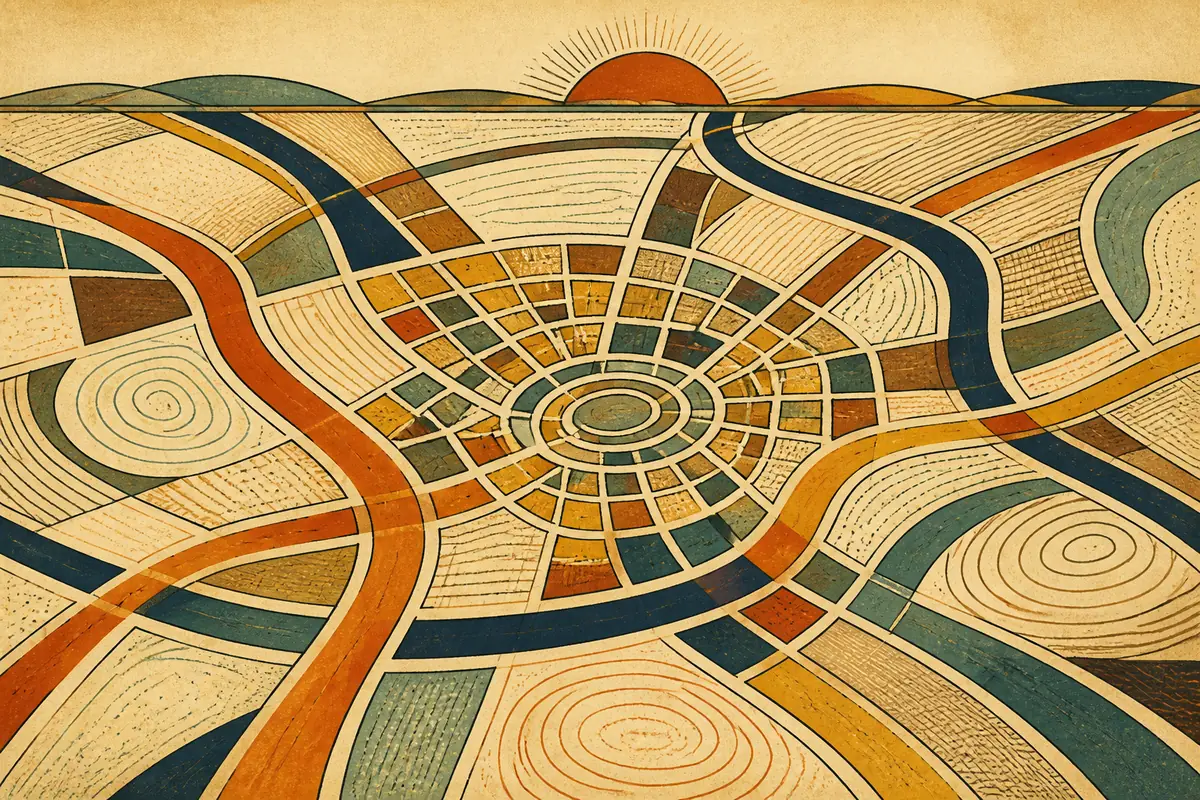 Abstract illustrated map composition for Canton, United States