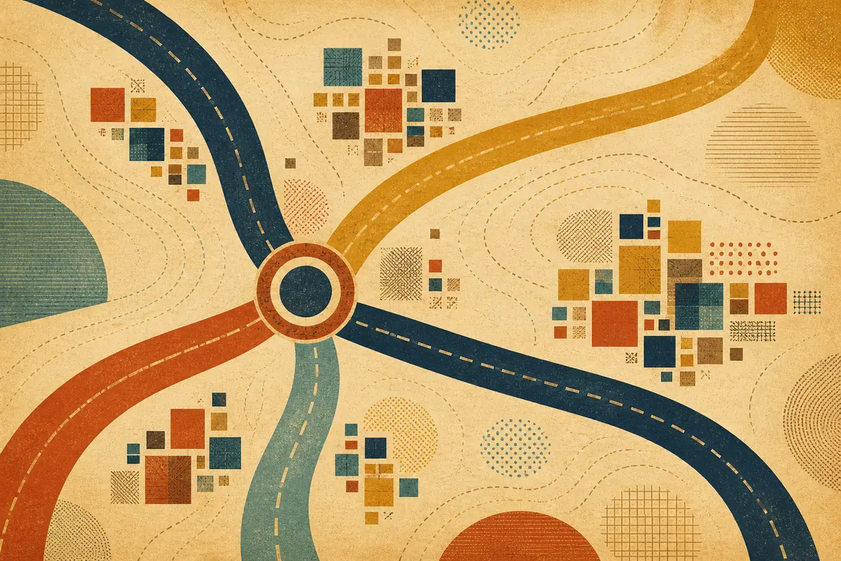 Abstract illustrated map composition for Canyon Lake, United States