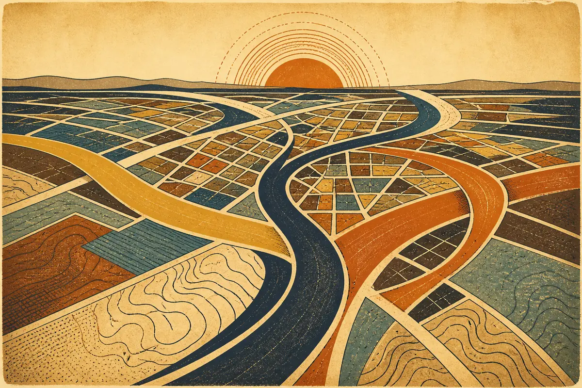 Abstract illustrated map composition for Carmel, United States