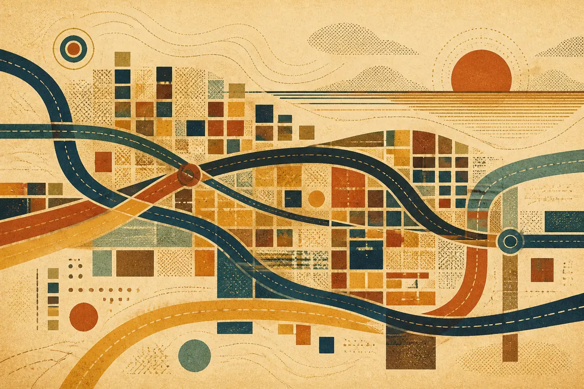 Abstract illustrated map composition for Carol Stream, United States