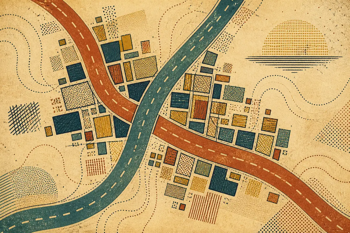 Abstract illustrated map composition for Carrollwood, United States