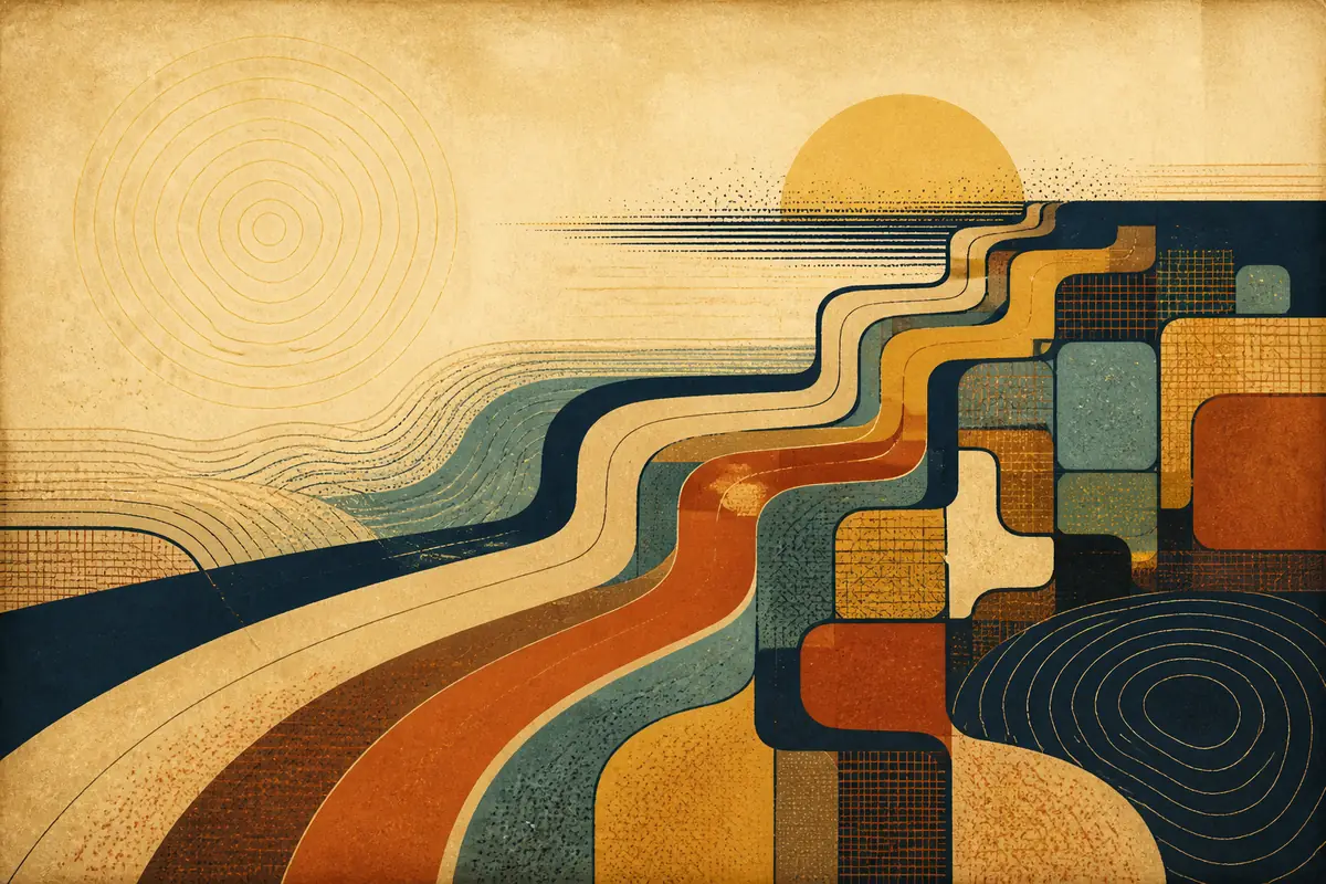 Abstract illustrated map composition for Casas Adobes, United States