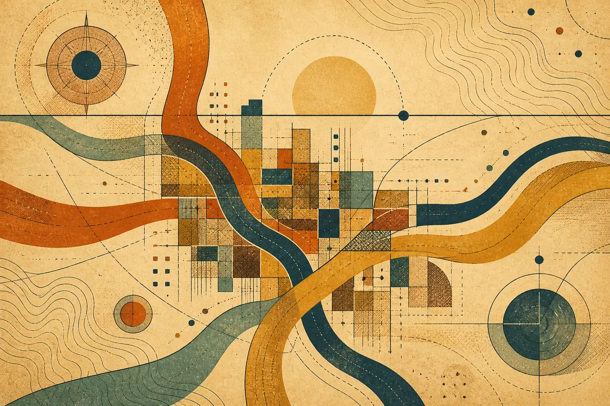 Abstract illustrated map composition for Casper, United States