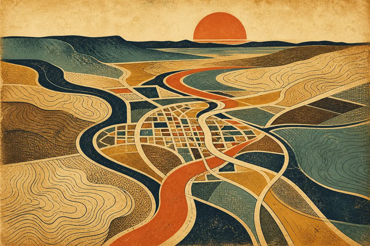 Abstract illustrated map composition for Castle Rock, United States
