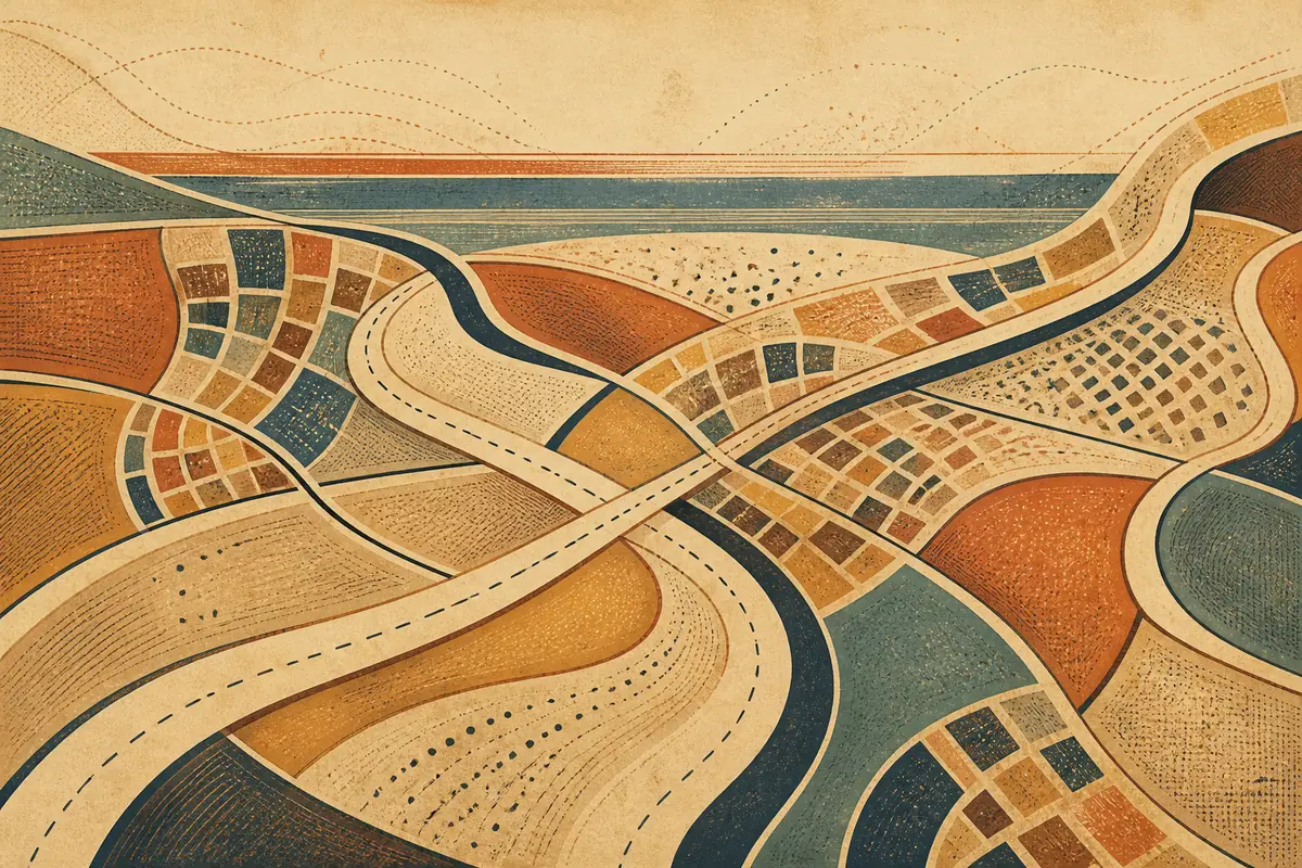 Abstract illustrated map composition for Cedar City, United States