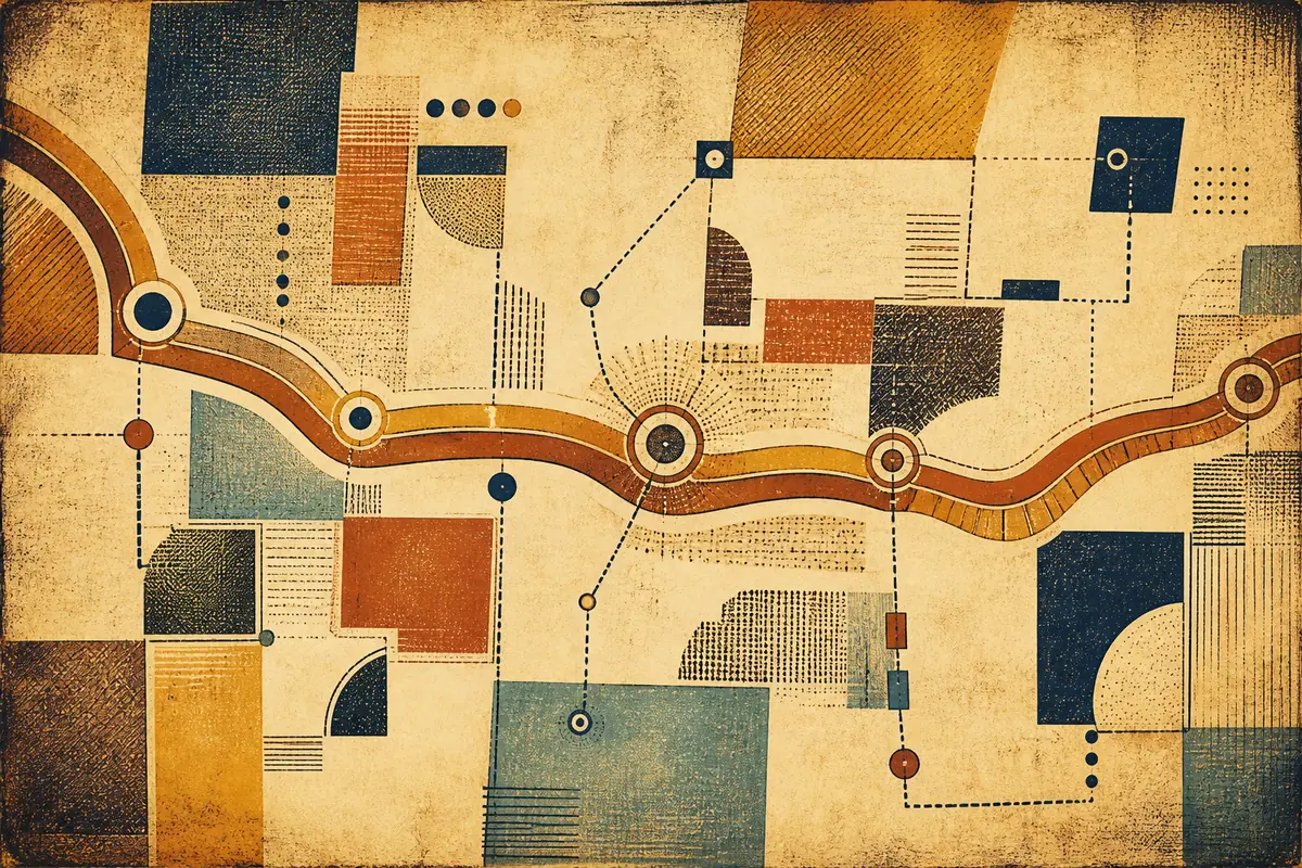 Abstract illustrated map composition for Cedar Falls, United States