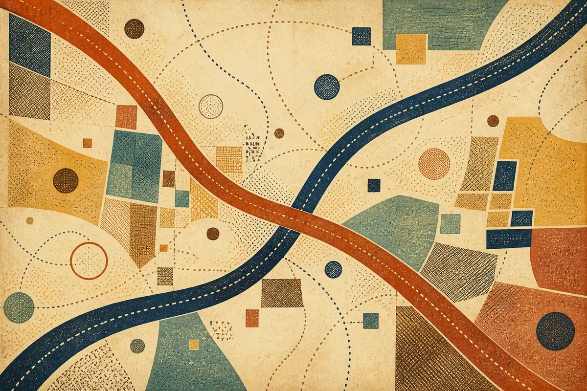 Abstract illustrated map composition for Cedar Hill, United States