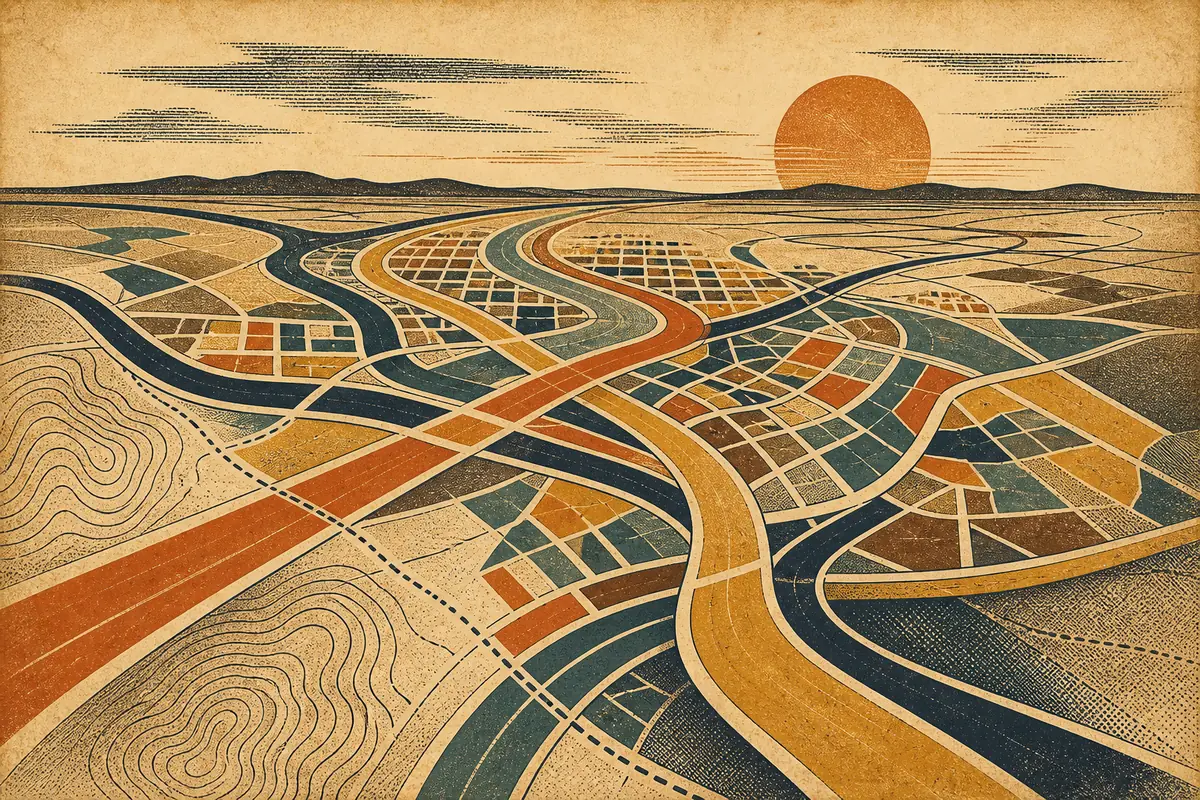 Abstract illustrated map composition for Cedar Park, United States