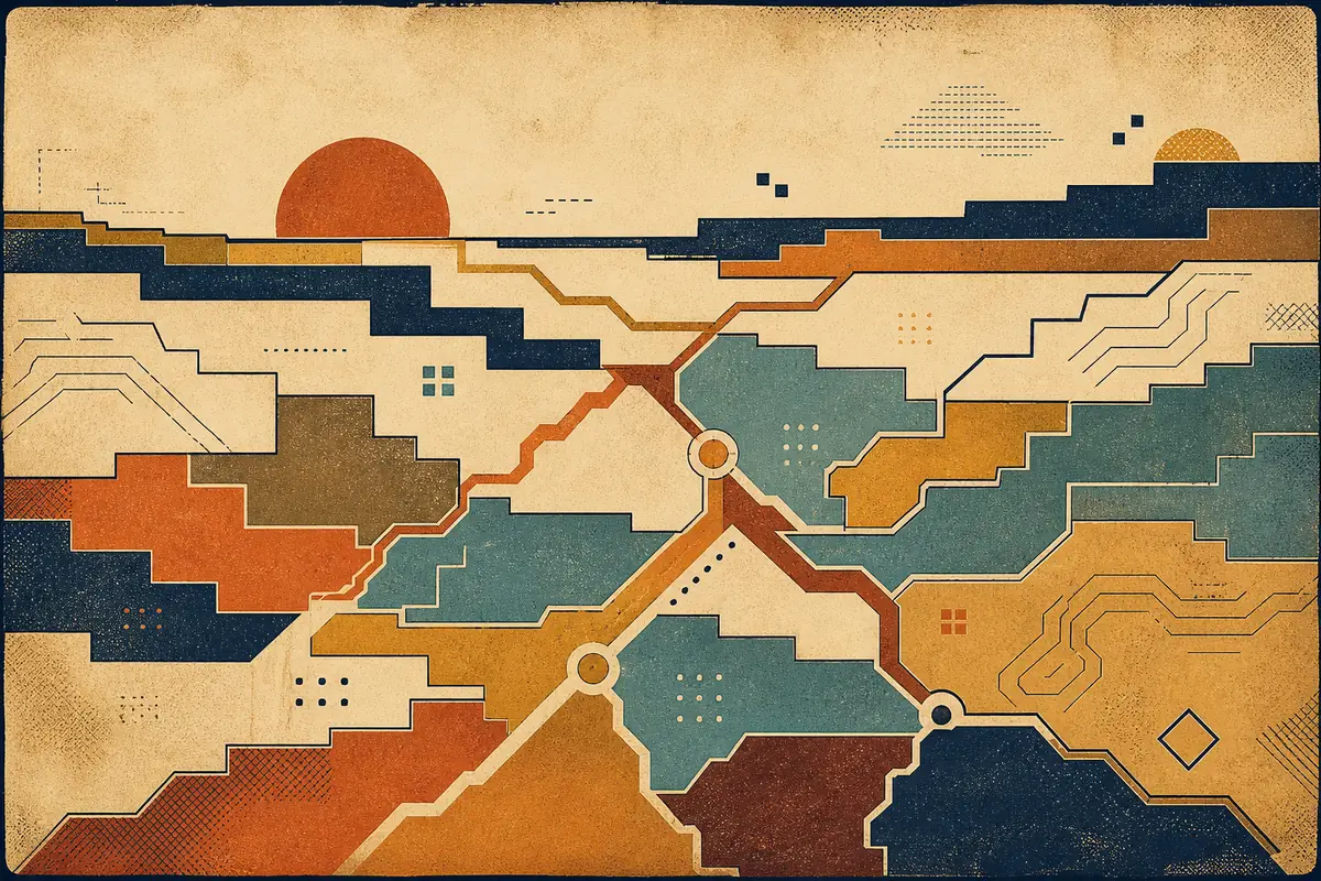 Abstract illustrated map composition for Cedar Rapids, United States
