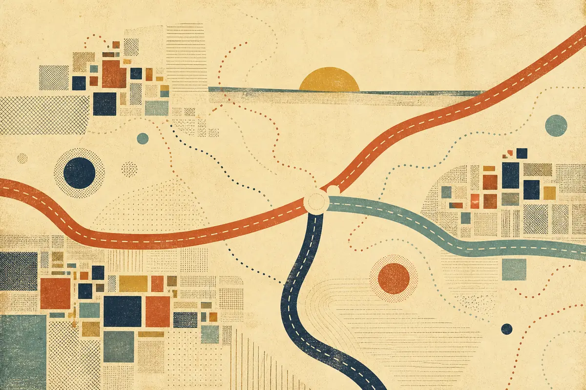 Abstract illustrated map composition for Celina, United States