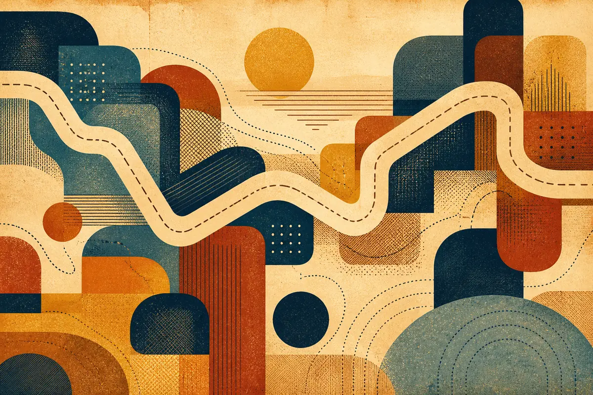 Abstract illustrated map composition for Centereach, United States