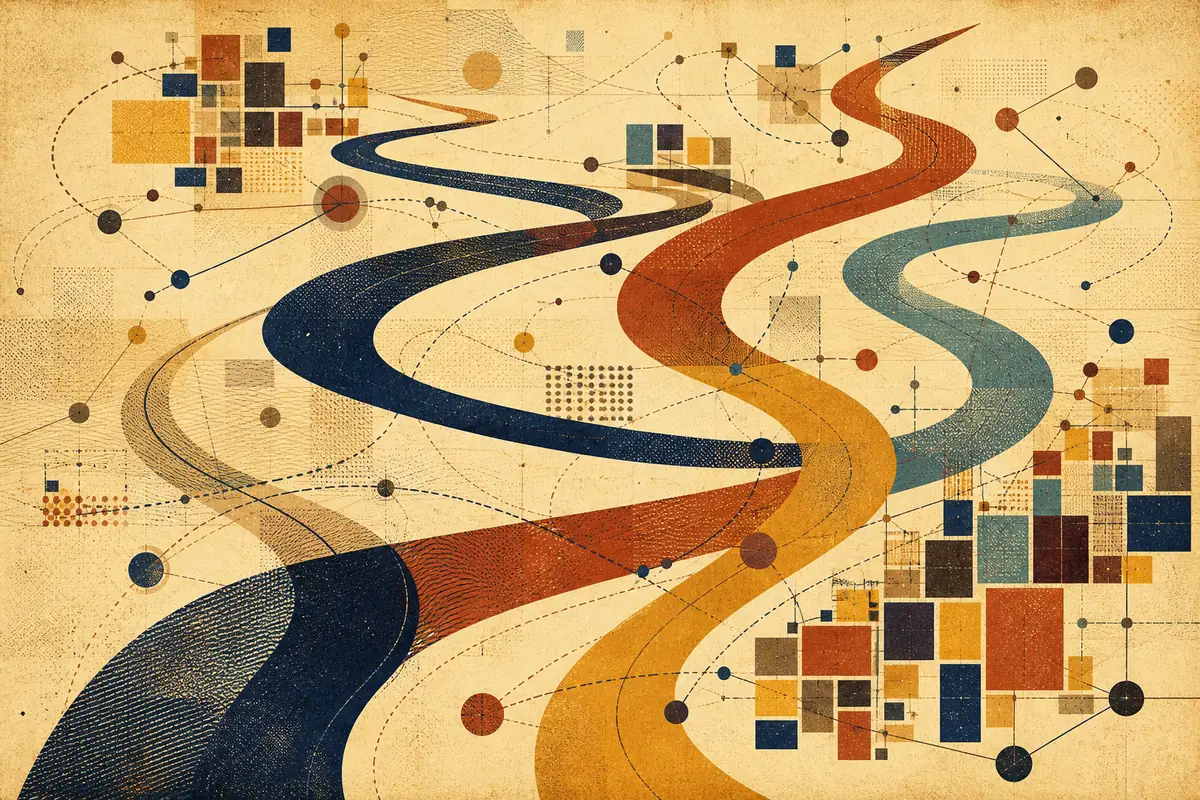 Abstract illustrated map composition for Cerritos, United States