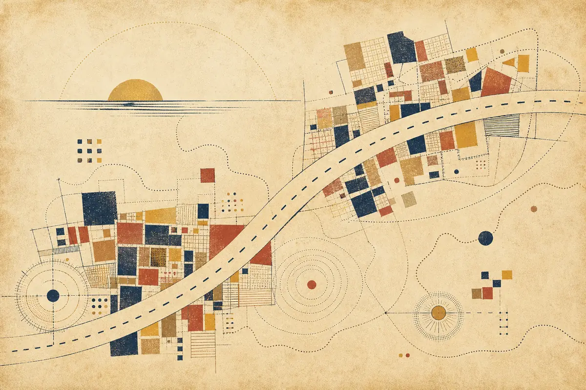 Abstract illustrated map composition for Chamblee, United States