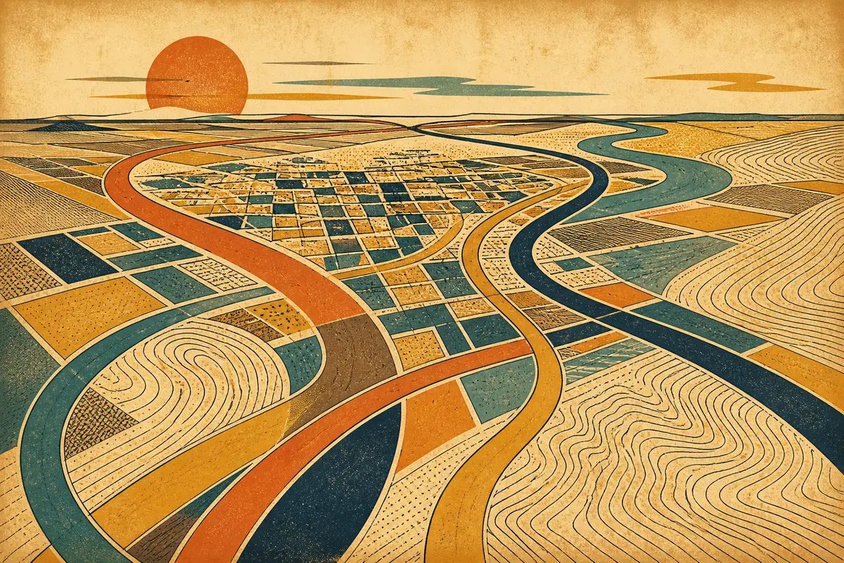 Abstract illustrated map composition for Champaign, United States
