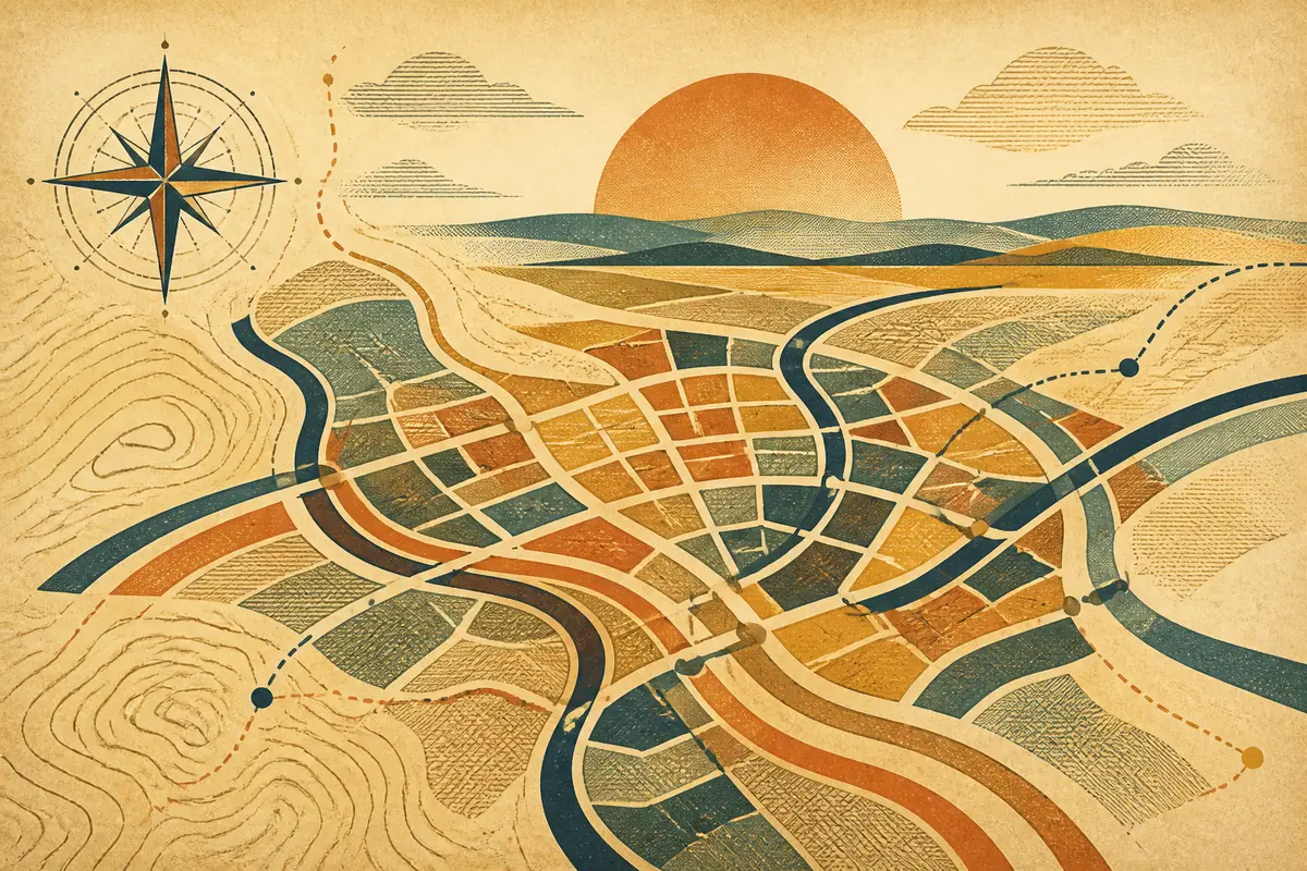 Abstract illustrated map composition for Charlotte, United States