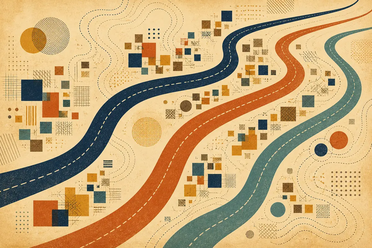 Abstract illustrated map composition for Chelmsford, United States