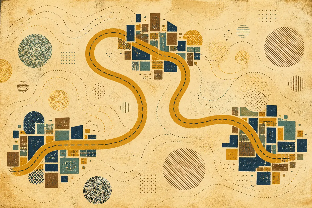 Abstract illustrated map composition for Cheltenham, United States