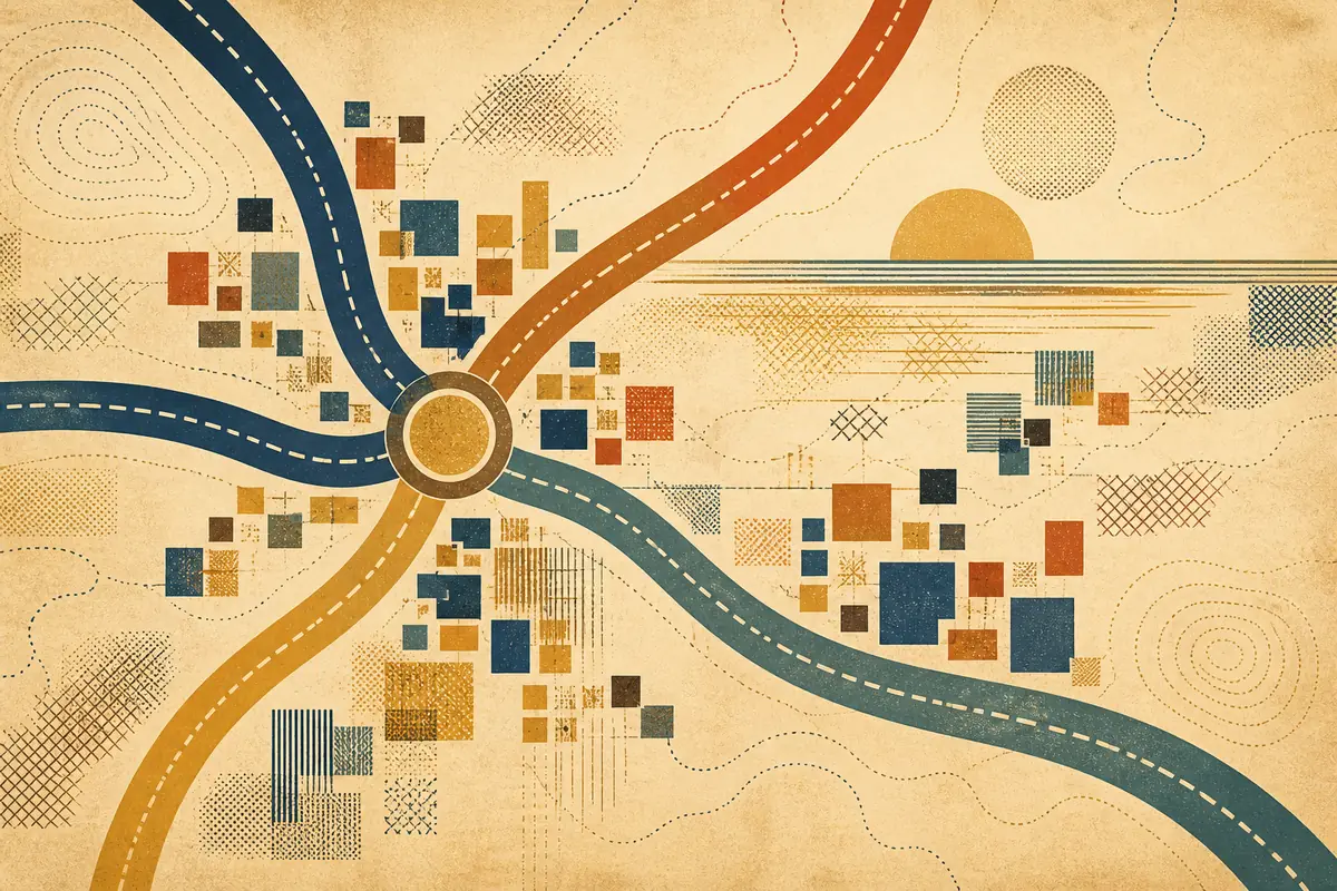 Abstract illustrated map composition for Chillum, United States