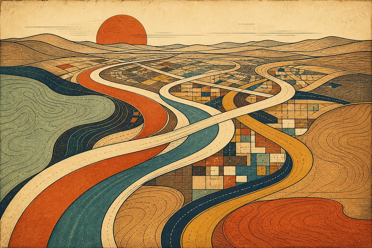 Abstract illustrated map composition for Chino Hills, United States