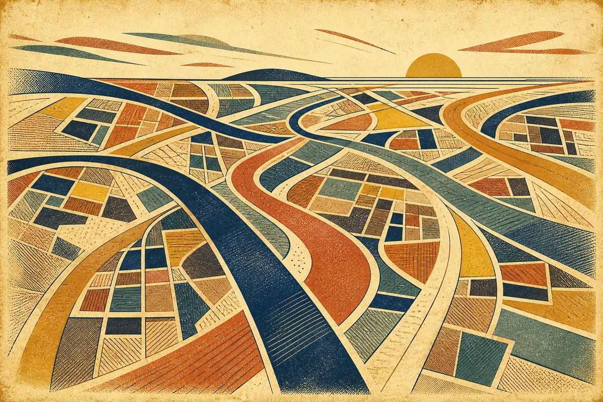 Abstract illustrated map composition for Chula Vista, United States