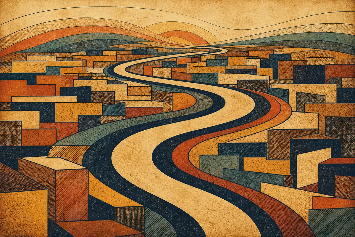 Abstract illustrated map composition for Cincinnati, United States