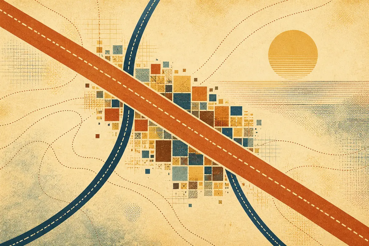 Abstract illustrated map composition for Clarksburg, United States